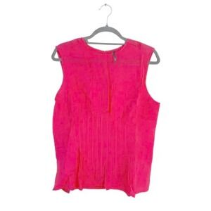 NWT Anthropologie The Della Pleated-Waist Shell Top, Coral‎ Red, Sz L